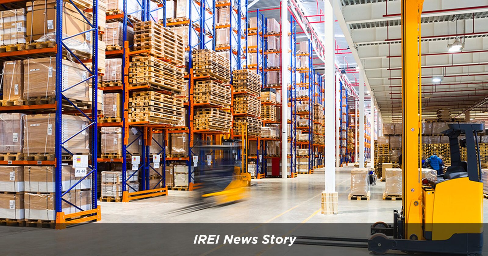 Forklift inside Climate-Controlled Industrial Warehouse